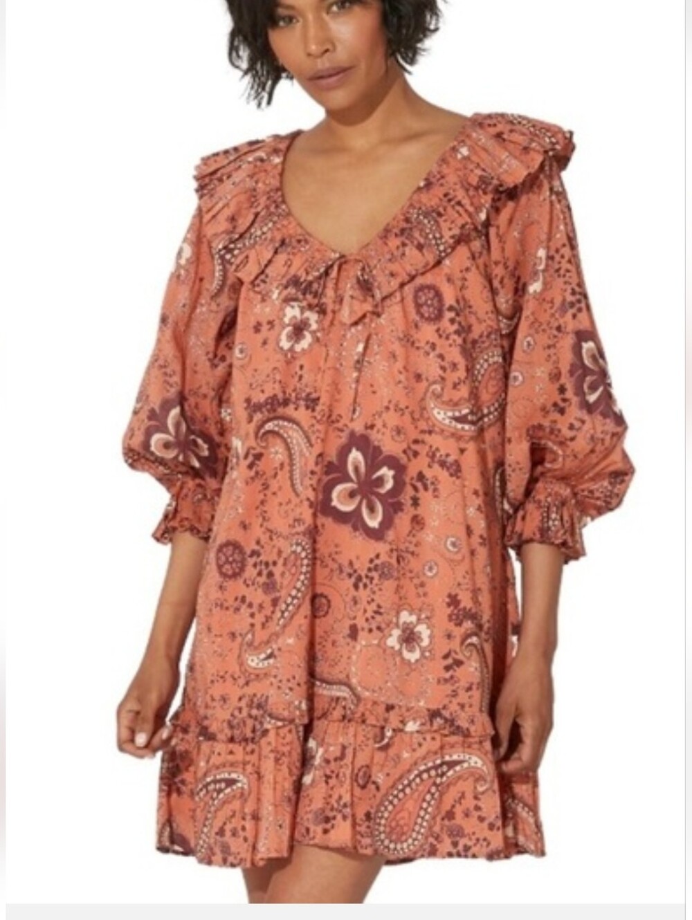 Cleobella Danica Organic Cotton Mini Dress Floral Medium - Picture 2 of 10